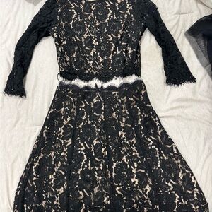 Everly Black Lace Two Piece Midi Dress